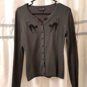 Sourpuss black cat cardigan sweater